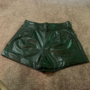NWT- Forest Green Vegan Leather Shorts